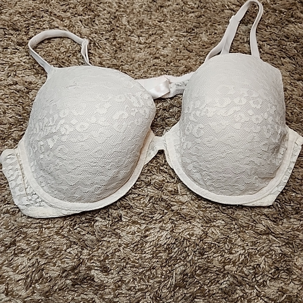 Victoria Secret PINK WEAR EVERYWHERE Push Up Bra 32D Sexy Lace  Rose